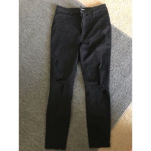 High rise distressed black jeans